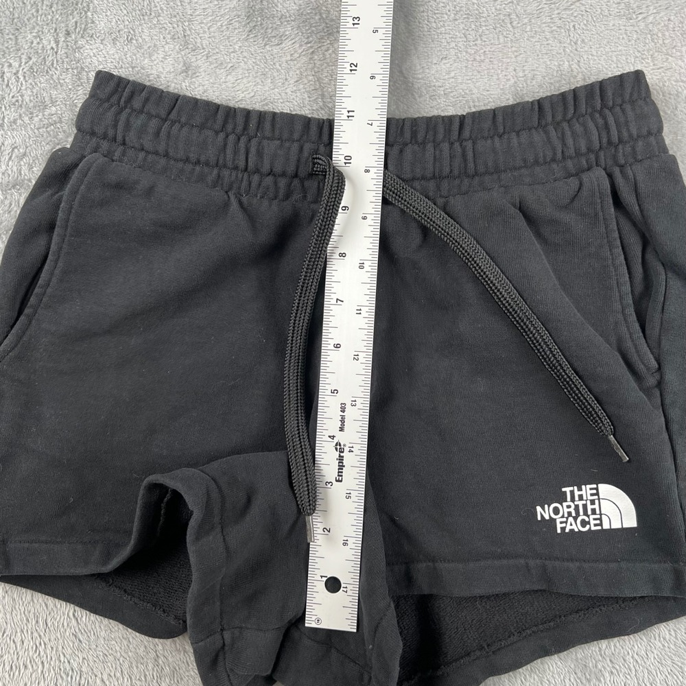 The North Face Womens Size S P Black Sweat Shorts Logo Drawstring Waist Lounge - Picture 11 of 12